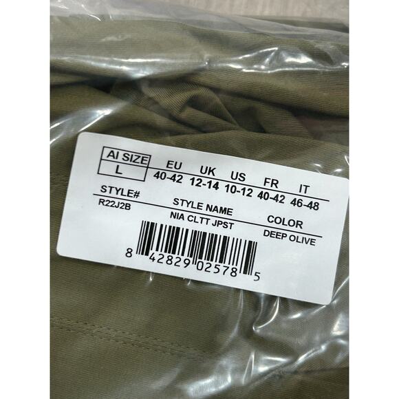 Andrea Iyamah Nia Culotte Jumpsuit 100% Cotton Olive Green‎ Boho Size Large NWT - Picture 4 of 6